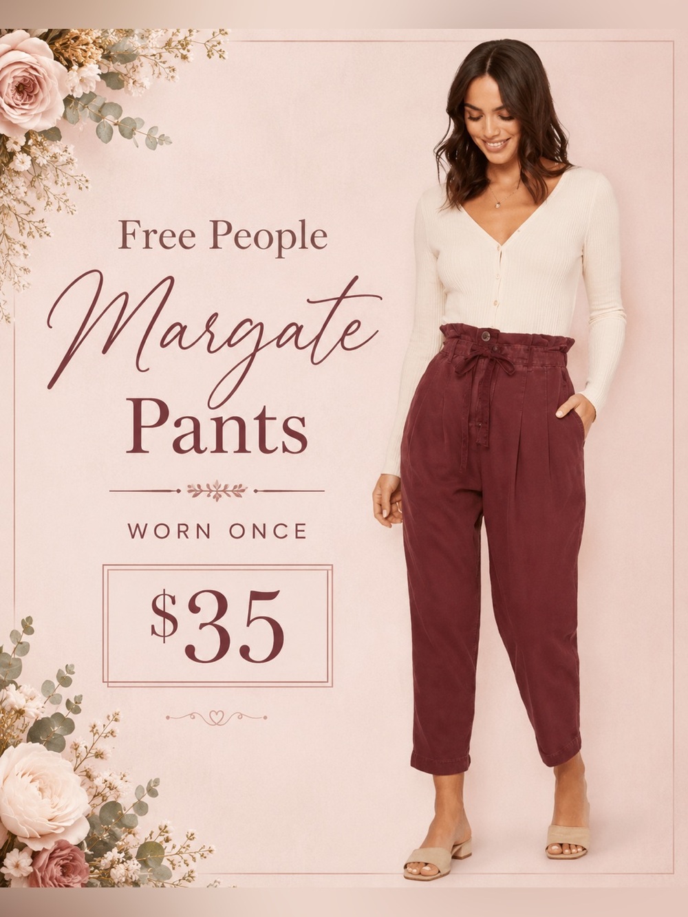 Worn once for 2 hrs free people margate pants ( really just tried on )